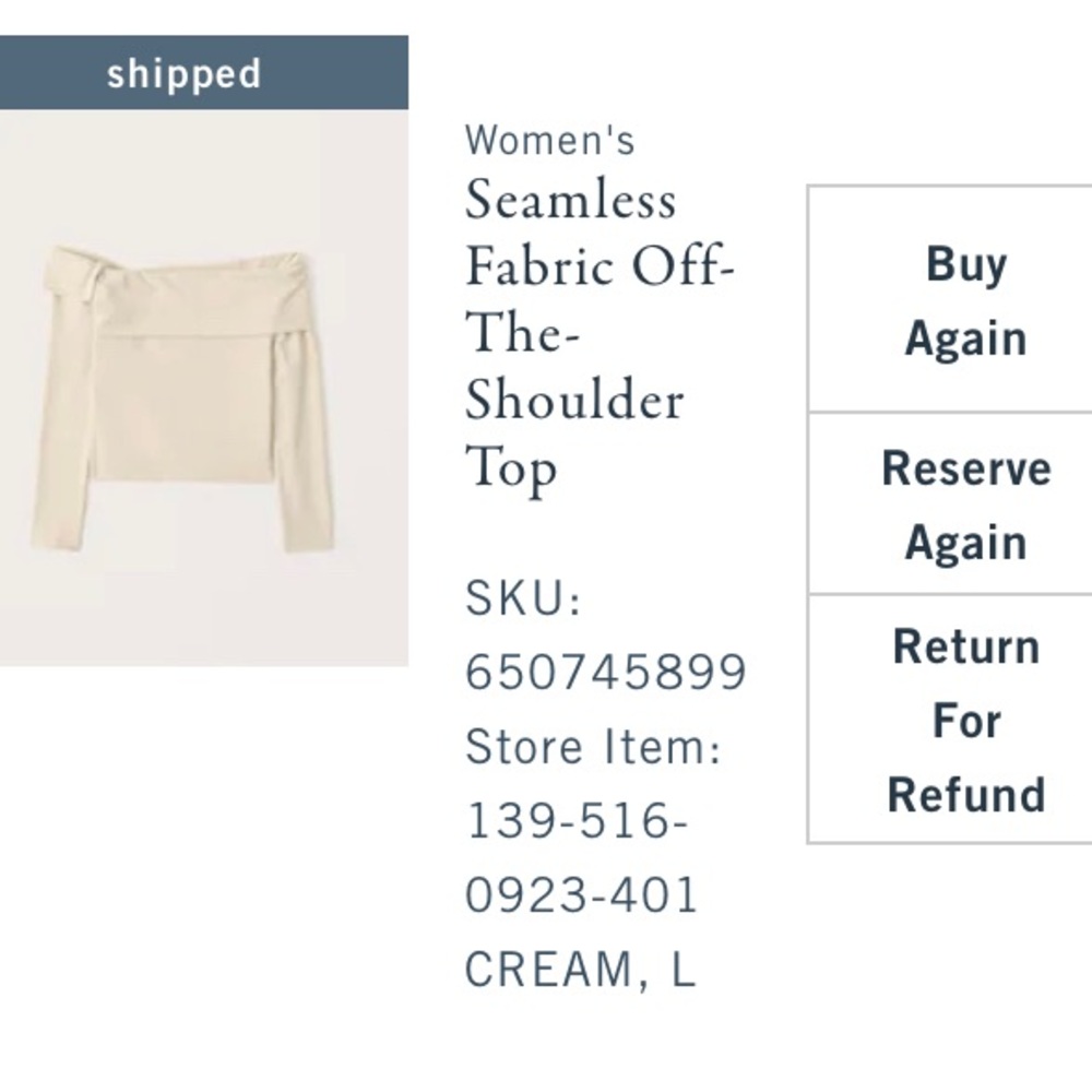 Abercrombie & Fitch Cream Off-The-Shoulder Top